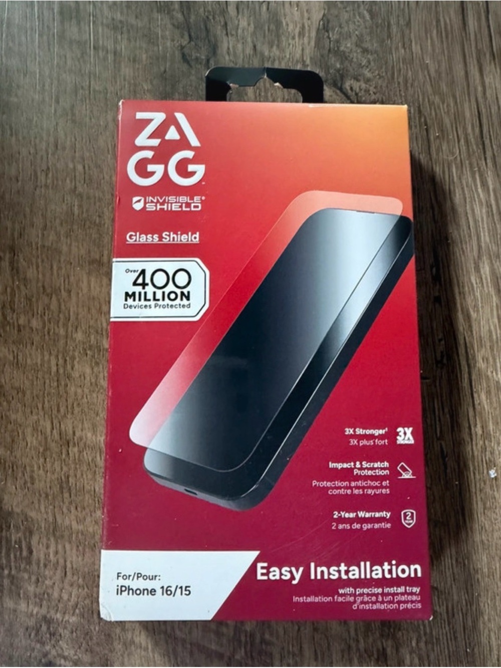 ZAGG Glass Shield Screen Protector for iPhone 16/15 - Red Packaging